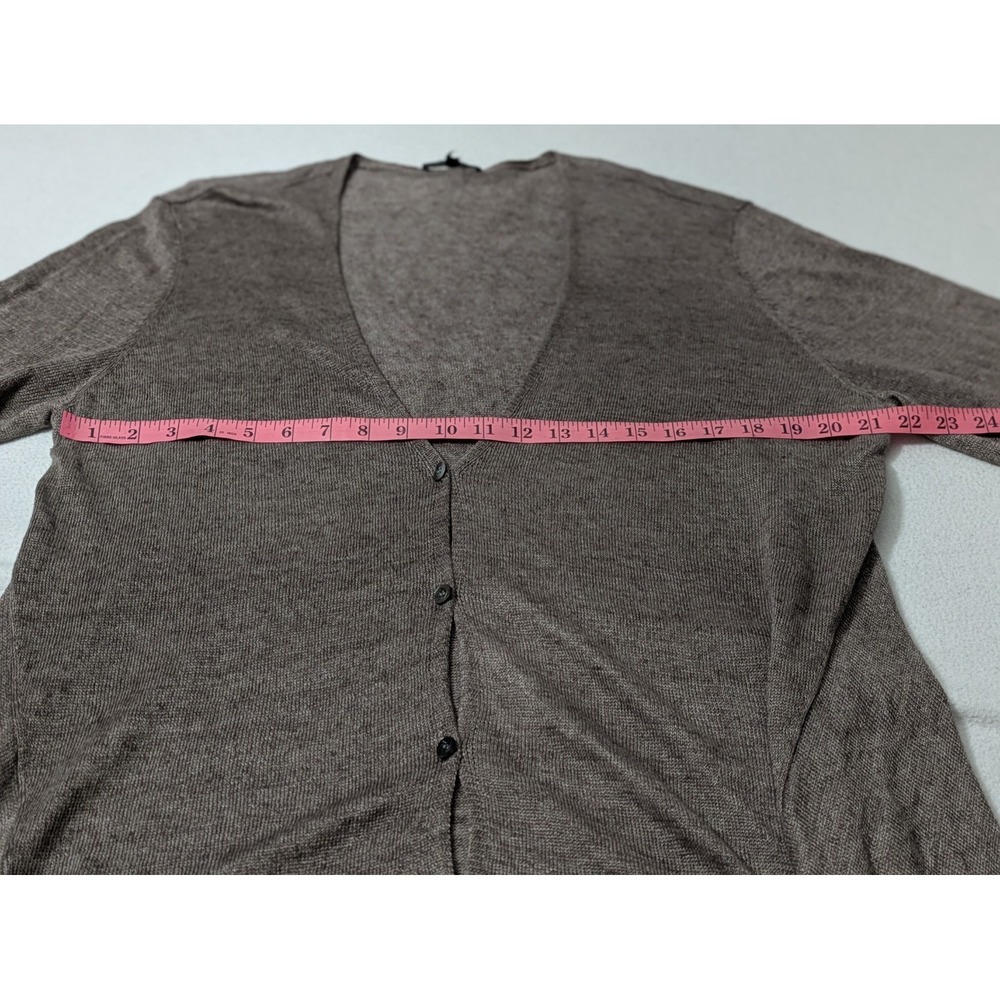 Eileen Fisher L 100% Linen Brown Button Down Cardigan High Low Long Lagenlook - Picture 8 of 10